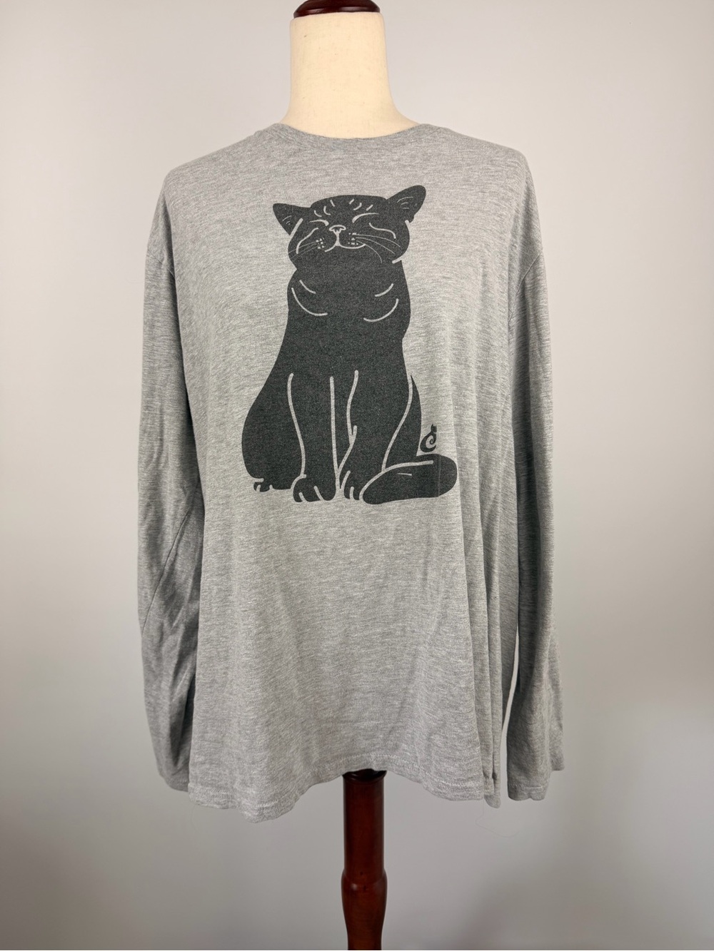 Gray Cat Graphic Long-Sleeve Tee - Unbranded Size 1X